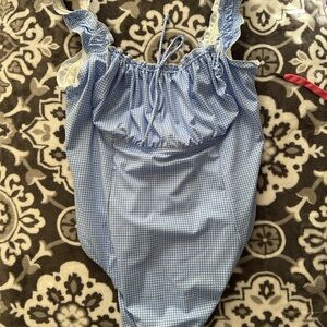 Blue Gingham One-Piece Swimsuit